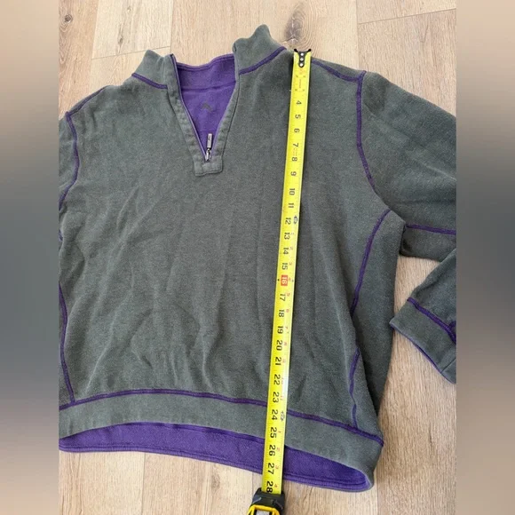 Tommy Bahama Reversible Purple and Gray 1/4 Zip Pullover - Picture 8 of 9